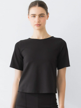 Load image into Gallery viewer, Ponte Knit Extended Short Sleeve Top in Black
