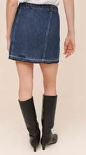 Load image into Gallery viewer, Button Front Mini Skirt in Dark Rinse
