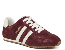 Load image into Gallery viewer, Peggy Sneaker in Bordo Metallic Suede
