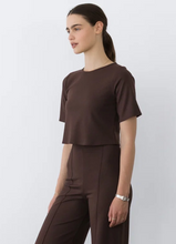 Load image into Gallery viewer, Ponte Knit Short Sleeve Top in Chocolate
