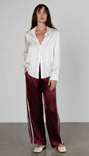 Load image into Gallery viewer, Sporty Silk Track Pant in Burgundy

