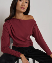 Load image into Gallery viewer, Pietra Off Shoulder Top in Truffle
