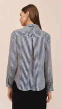 Load image into Gallery viewer, Seamed Button Down in Vintage Navy Stripe
