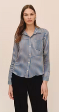 Load image into Gallery viewer, Seamed Button Down in Vintage Navy Stripe
