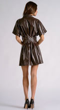 Load image into Gallery viewer, Faux Leather Mini Dress in Espresso
