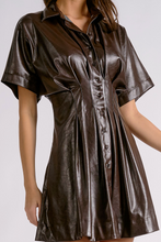 Load image into Gallery viewer, Faux Leather Mini Dress in Espresso
