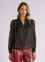 Load image into Gallery viewer, Sheer Sleeve V Neck Blouse
