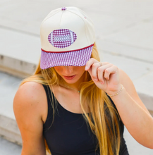 Load image into Gallery viewer, Gingham Football Canvas Cap
