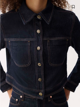 Load image into Gallery viewer, Leonie Cropped Denim Jacket in Nightfall
