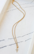 Load image into Gallery viewer, Small Rolo Necklace with Petite Cross
