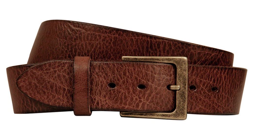 Lato Curved Handmade Leather Belt in Brown