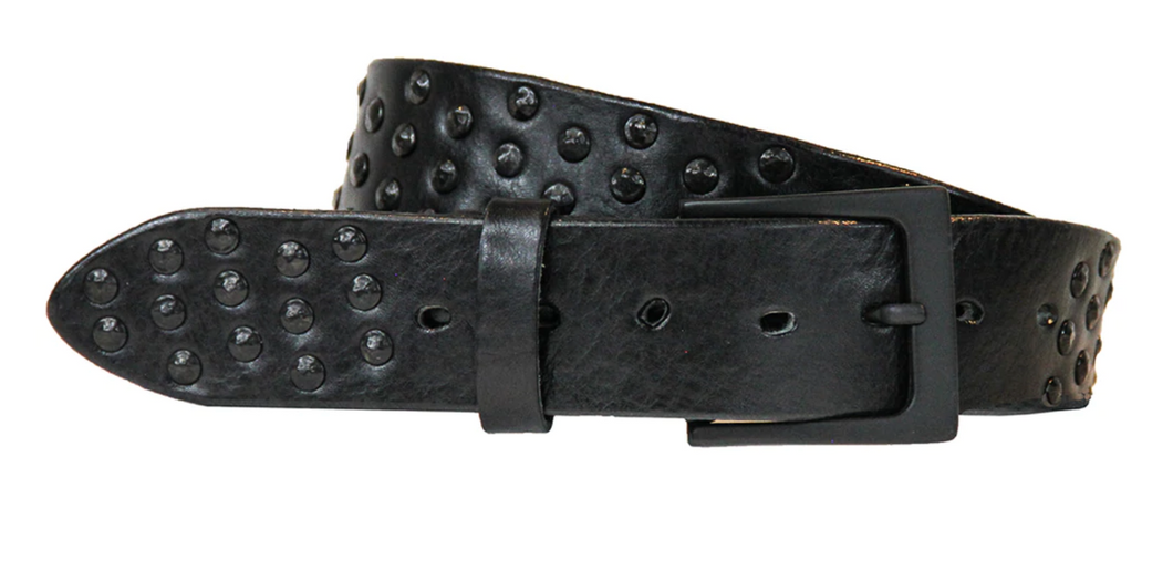 Coperto Curved Handmade Leather Belt in Black