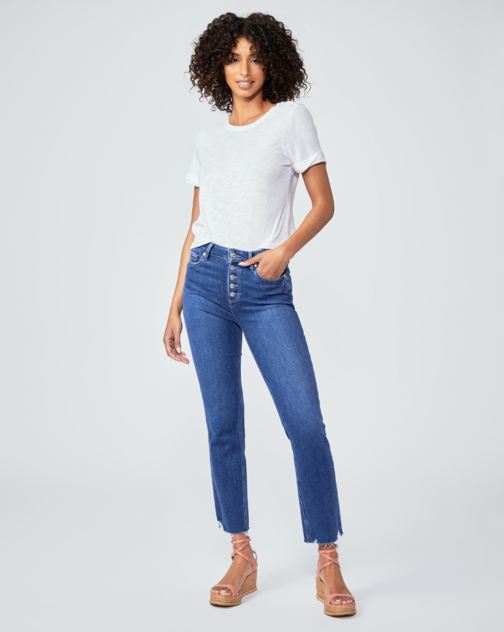 Paige Cindy High Rise Straight Ankle Jeans in Wonderwall