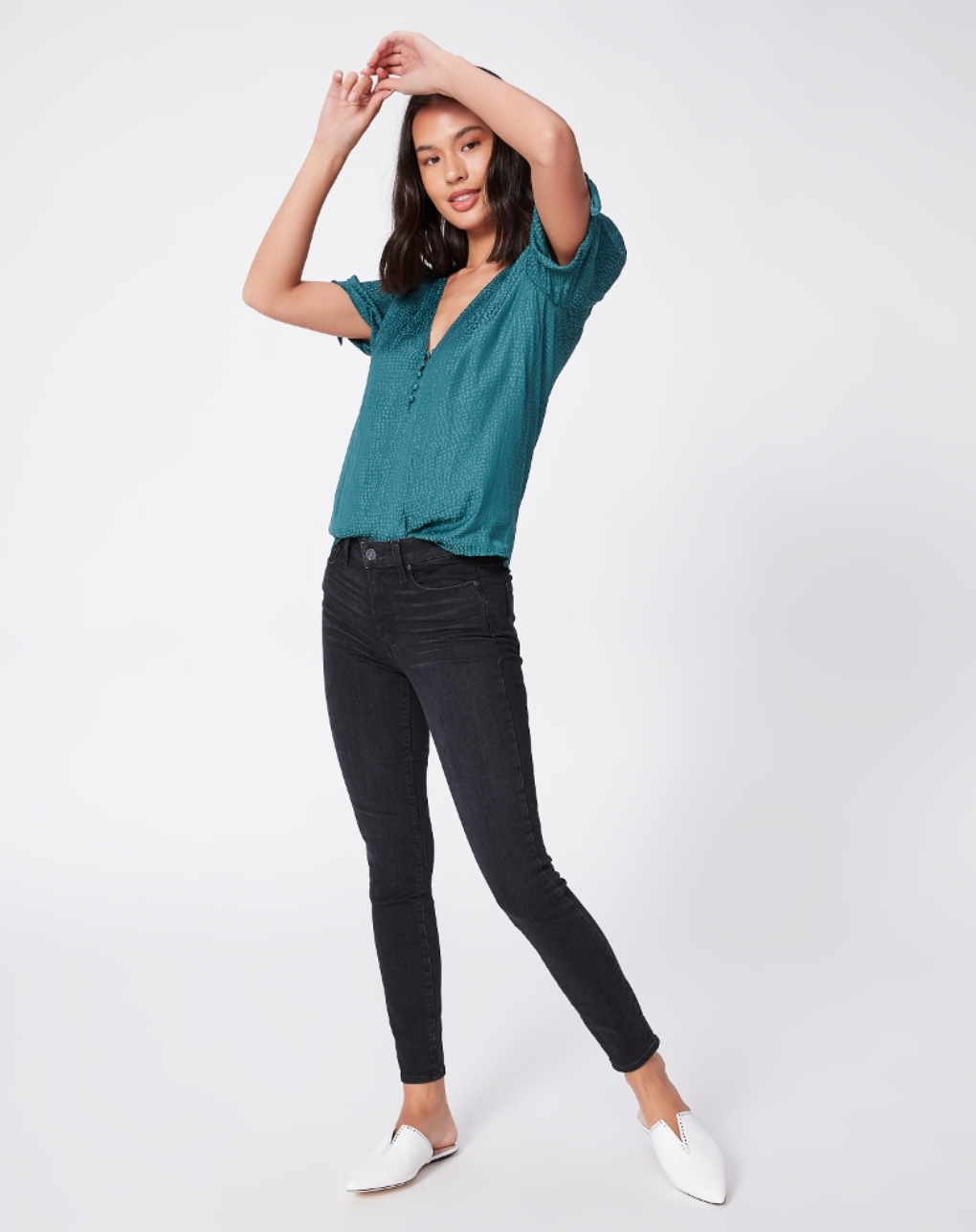 Paige Hoxton High Rise Ankle Skinny in Black Willow
