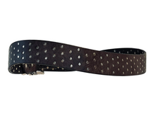 Load image into Gallery viewer, Brio Curved Handmade Leather Tiny Rivet Belt in Grey
