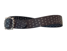 Load image into Gallery viewer, Brio Curved Handmade Leather Tiny Rivet Belt in Grey
