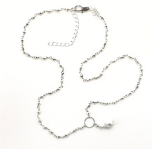 Load image into Gallery viewer, Bree Pyrite Rosary Chain W Baroque Pearly Lariat Princess Necklace
