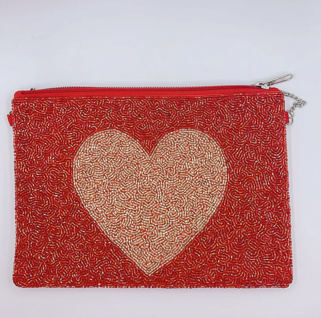 Red Gold Heart Clutch