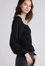 Load image into Gallery viewer, Poppy Smocked Top in Black
