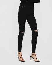 Load image into Gallery viewer, Farrah Ankle Skinny in Midnight Black Destruct
