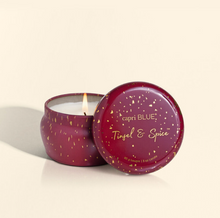 Load image into Gallery viewer, Tinsel &amp; Spice Glimmer Mini Tin Candle  - 3oz
