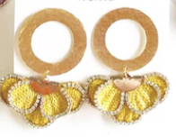 Load image into Gallery viewer, Rhinestone Flower on Hammered Circle Earrings
