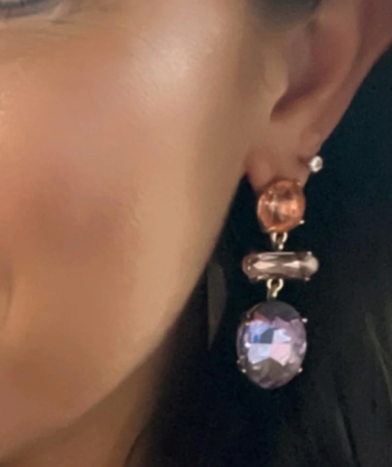 Jeweled Purple Drop Earrings