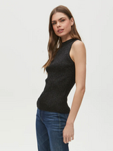 Load image into Gallery viewer, Kara Ribbed Shimmer Top in Black
