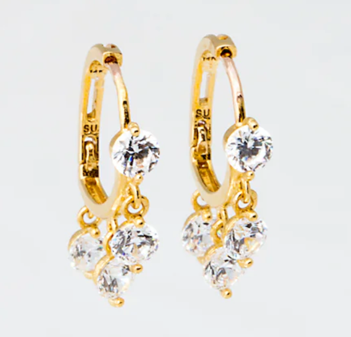 Floating Diamond Huggies Gold