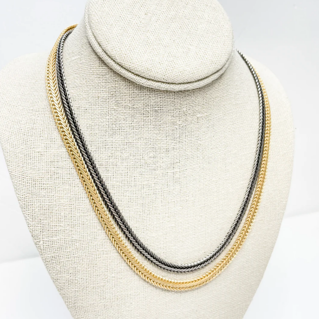 Double Flat Woven Chain in Gold