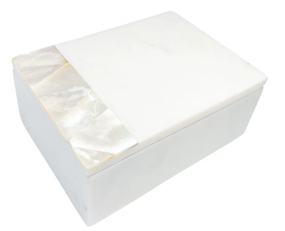 Mother of Pearl White Marble Decor Box
