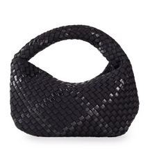 Load image into Gallery viewer, Carrie Noir Mini Woven Hobo Purse

