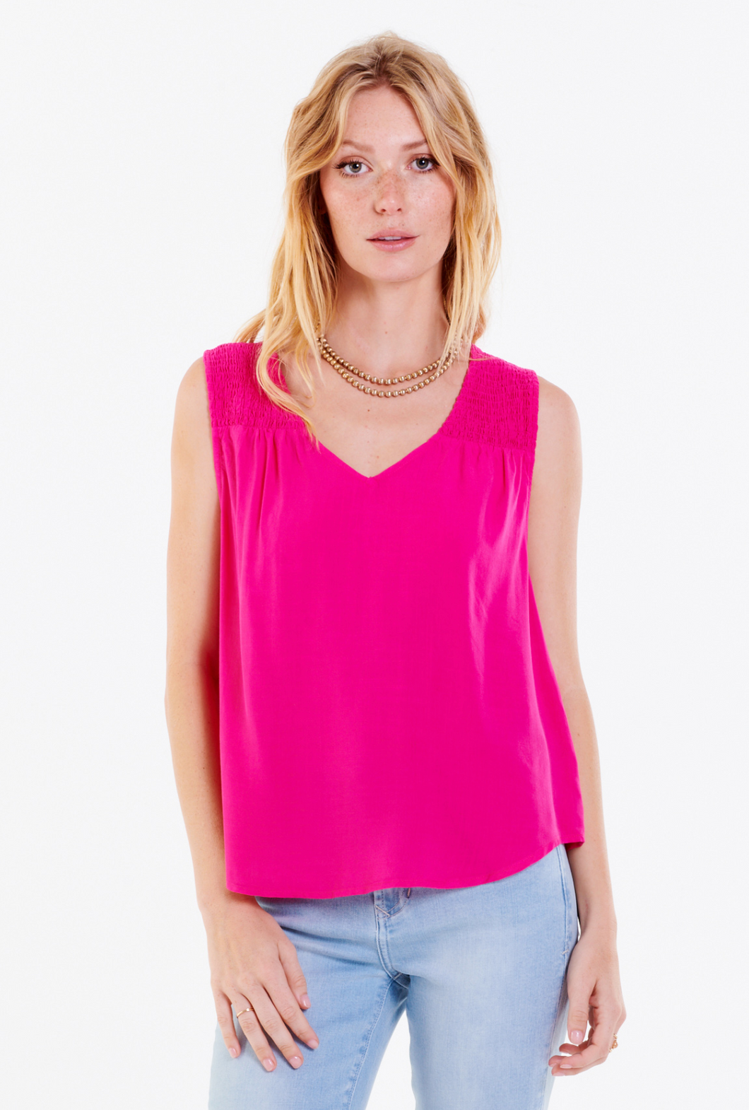 Paige Ruched Tank in Beet Root