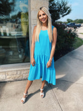 Load image into Gallery viewer, Blue Tiered Midi Sundress
